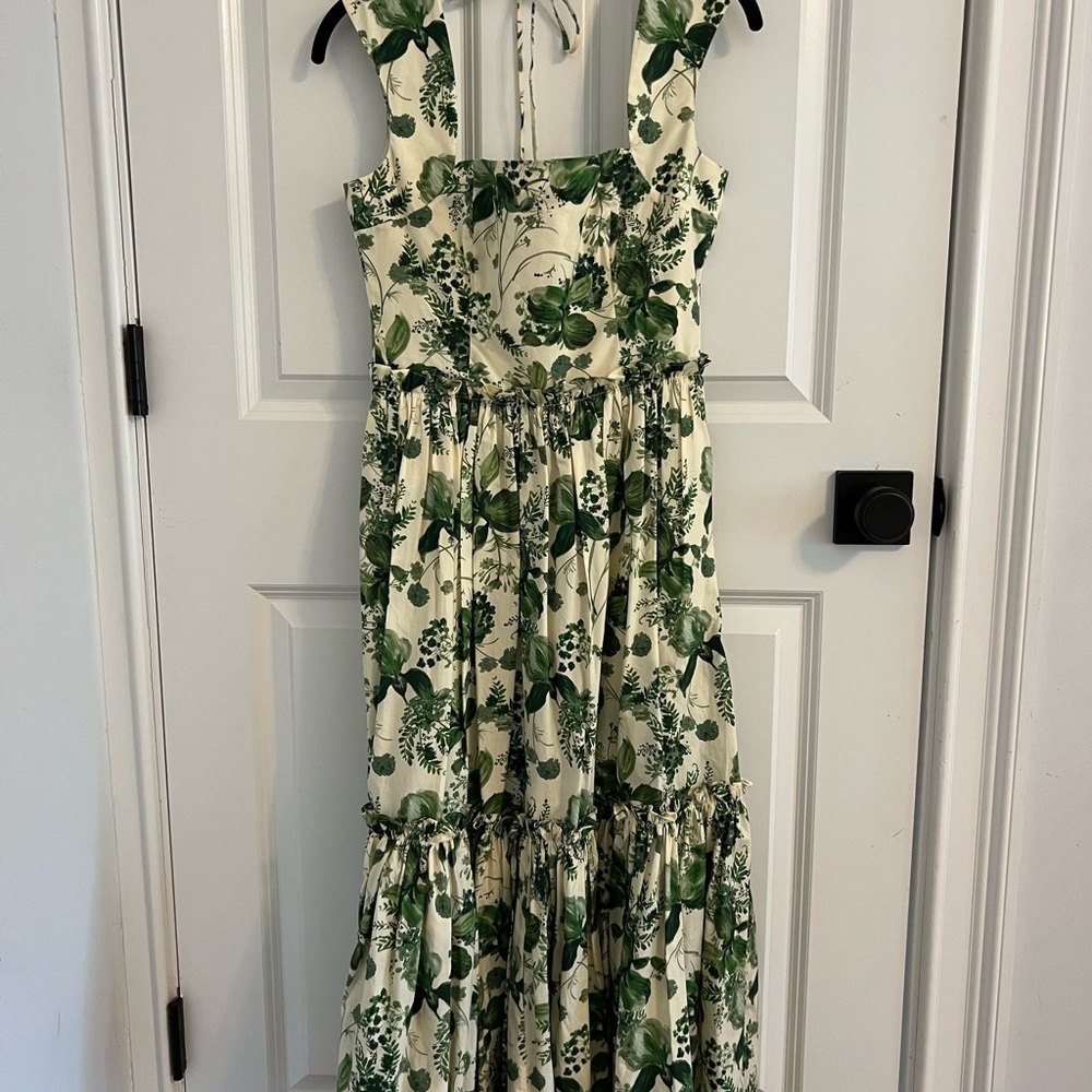 Cara Cara Claire Floral Green and Cream Maxi Dress
